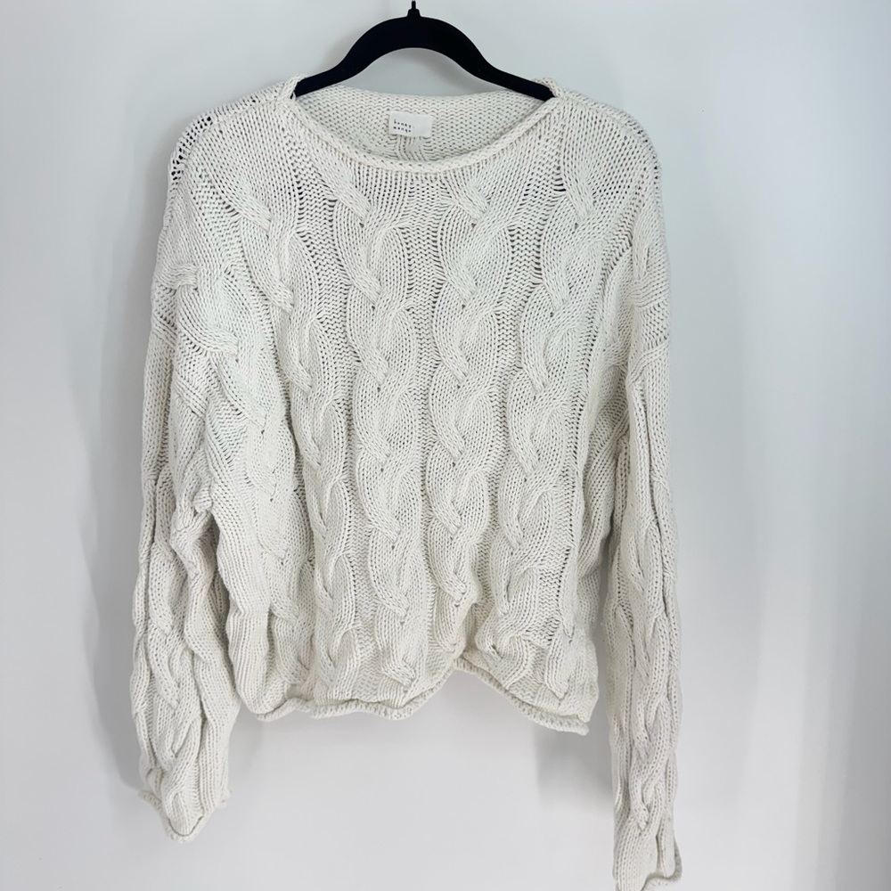 Honey Mango Cable Chunky Knit Crewneck Sweater
